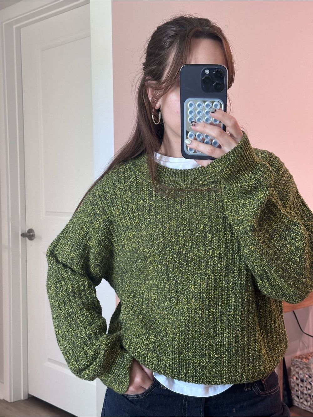 Universal Thread Olive Green Ribbed Crewneck Sweater
